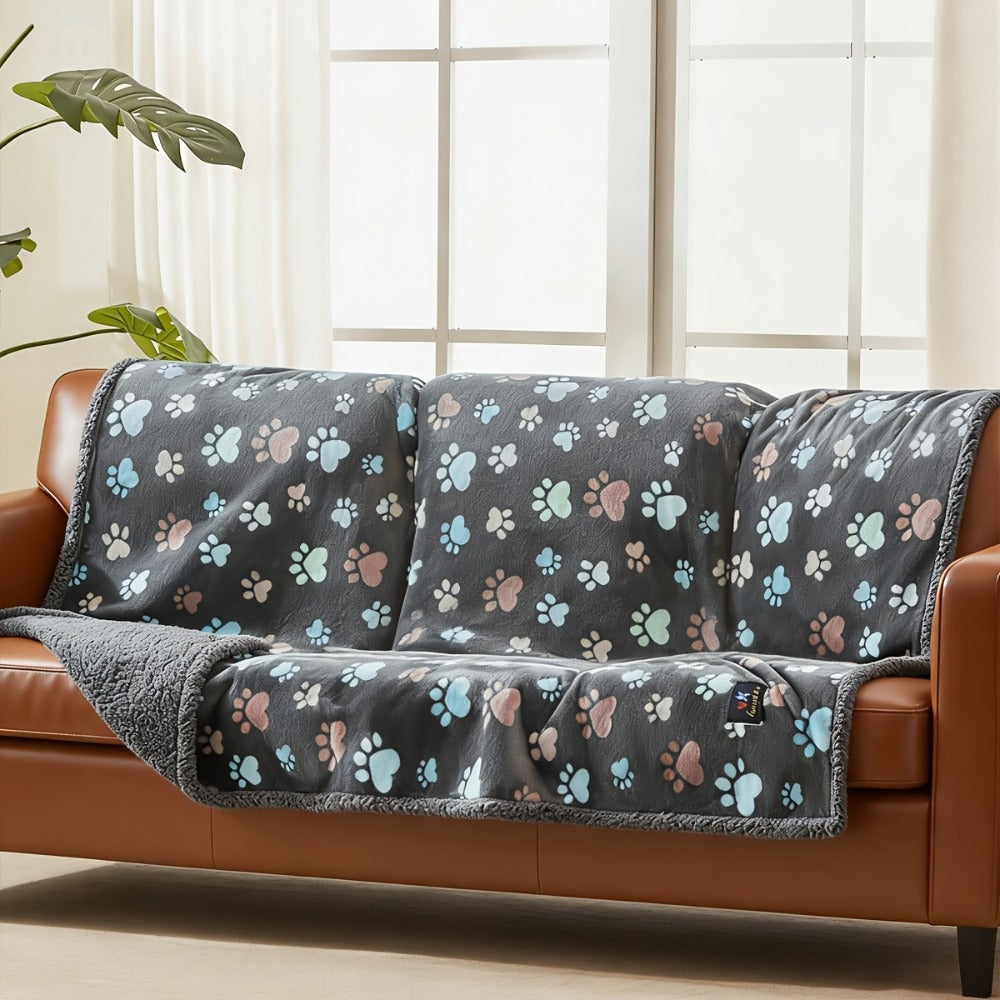 Pet Blanket, Reversible Liquid-Proof Coral Fleece Dog Blanket for Couch, Sofa & Bed, Furniture Protector