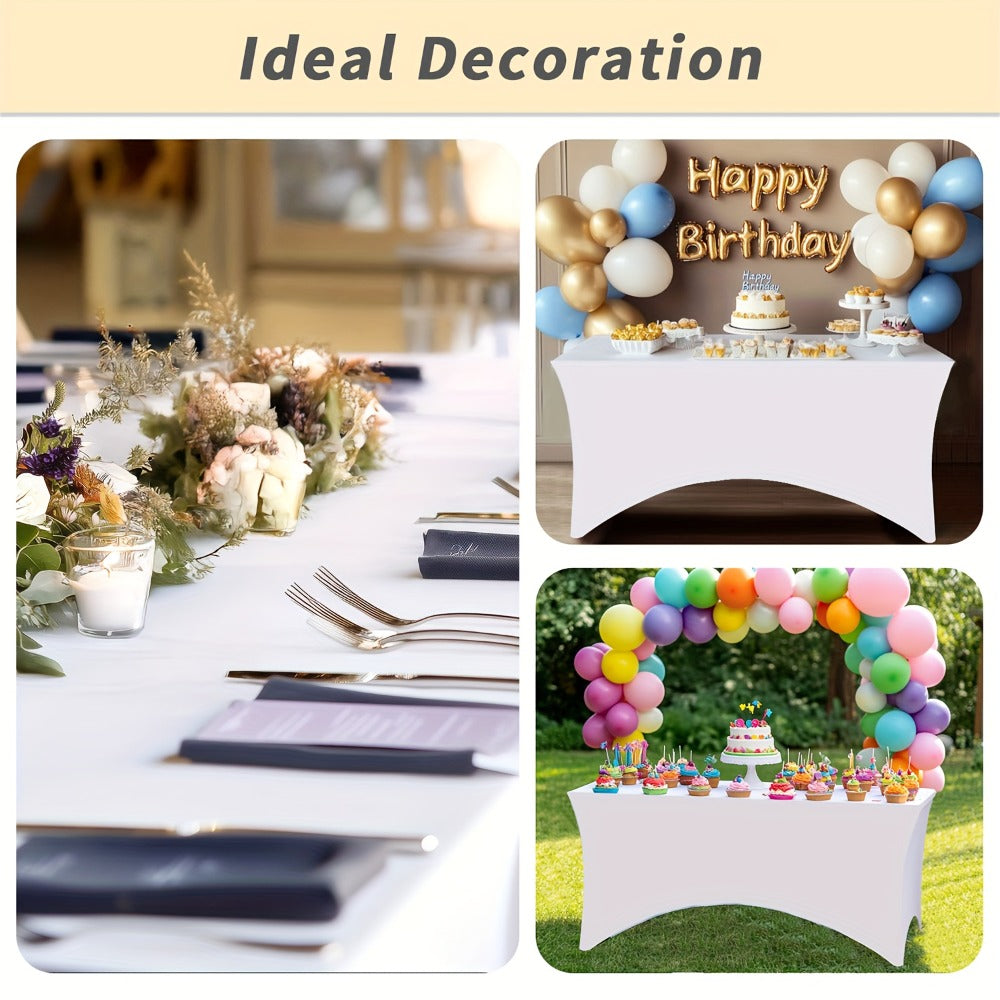 Tablecloth Fitted Stretch Cover 10-Piece Set for 6-Foot Rectangle Tables in White or Black