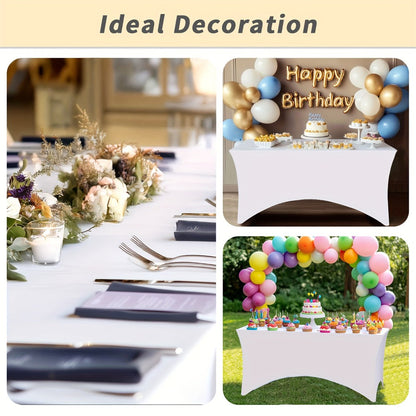 Tablecloth Fitted Stretch Cover 10-Piece Set for 6-Foot Rectangle Tables in White or Black