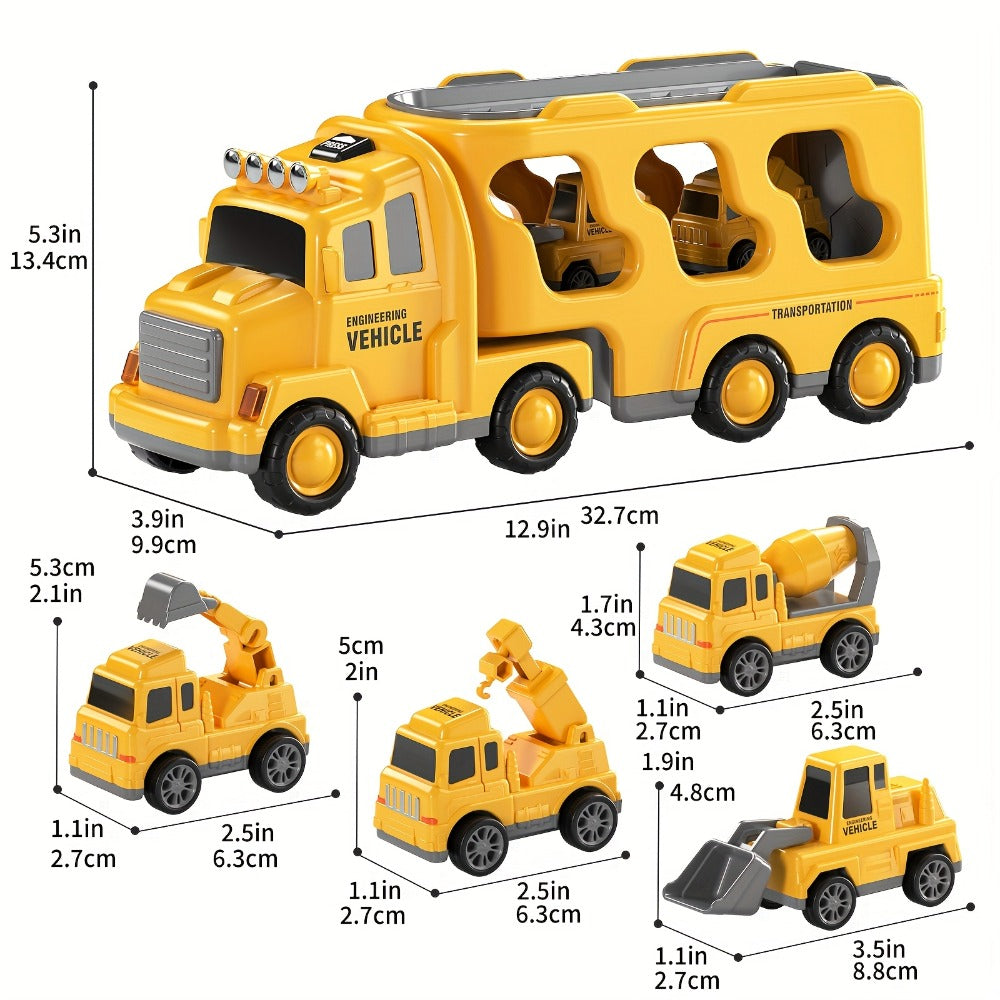 Construction Carrier Truck Toy Set for Kids Ages 3-7 with the Listed Color, Size or Set Options for Everyday Use