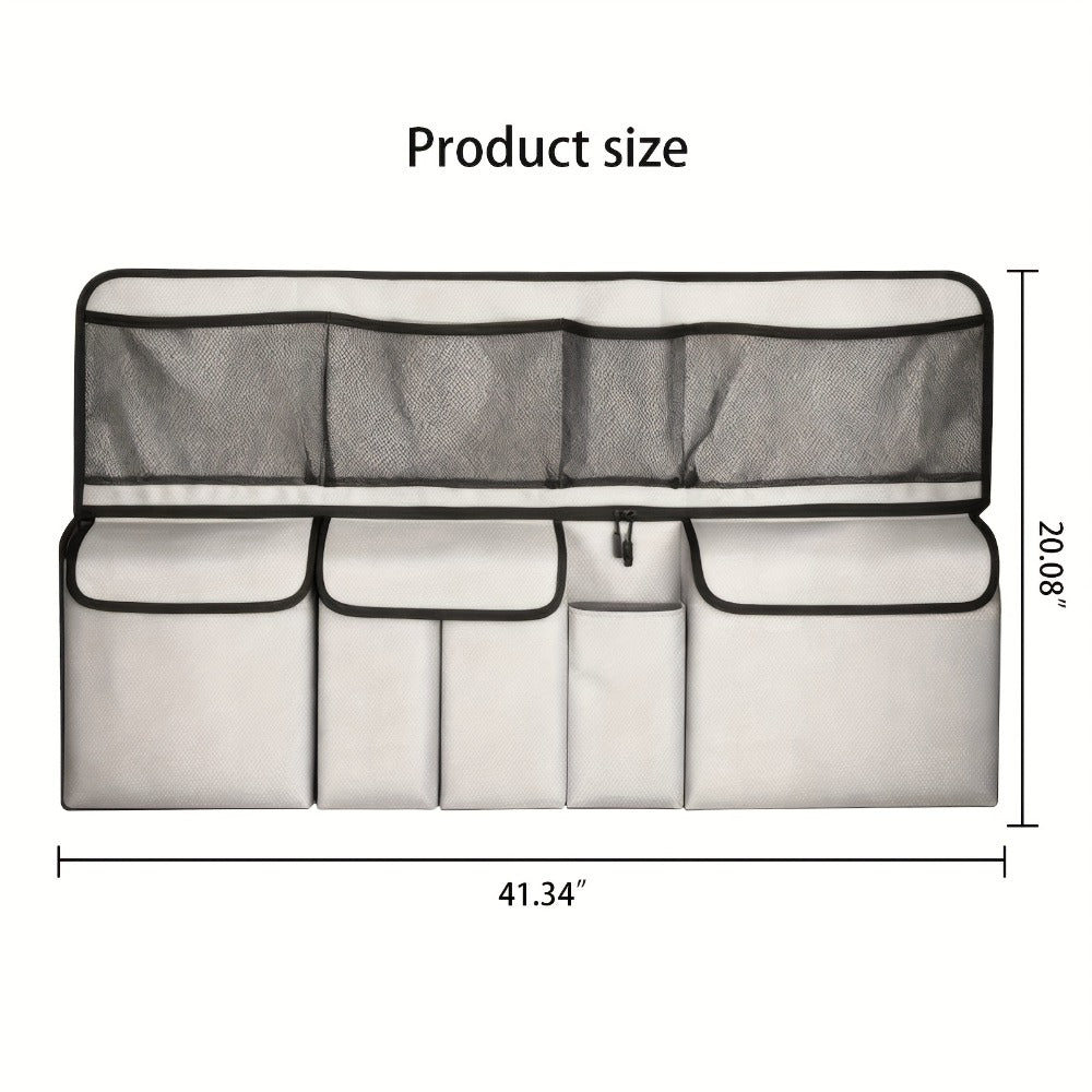 Car Trunk Organizer Bag – High Capacity Oxford Cloth Rear Seat Storage with Adjustable Dividers & Storage Pockets, Universal Fit for Cars