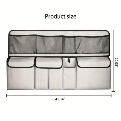 Car Trunk Organizer Bag – High Capacity Oxford Cloth Rear Seat Storage with Adjustable Dividers & Storage Pockets, Universal Fit for Cars
