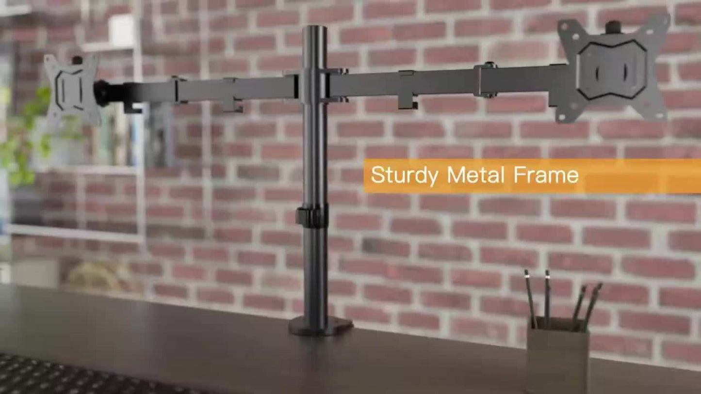 Single & Dual Monitor Mount for 13-32 Inch Screens, VESA Desk Mount Arm, 16.3" Height Extension, ±45° Tilt ±90° Swivel