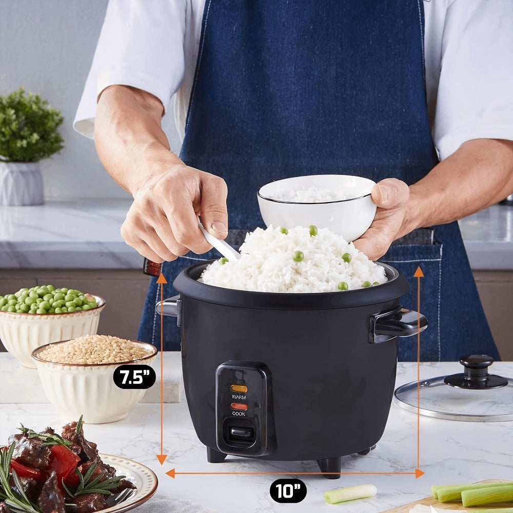 Rice Cooker Small Mini 3-Cup Uncooked 6-Cup Cooked, 1.5Qt Electric Rice Pot with Auto Keep, One-Touch Operation
