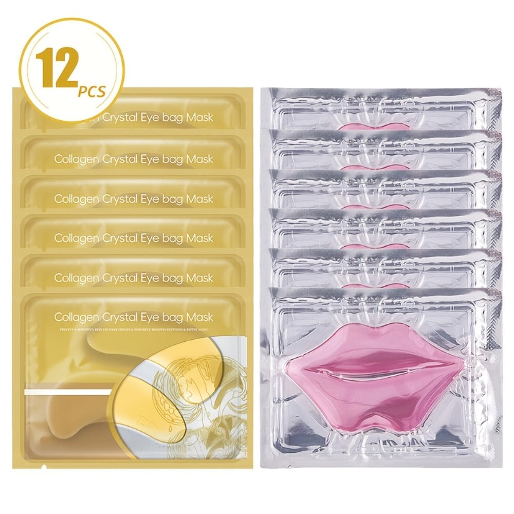 Hyaluronic Acid Eye & Lip Mask Patches, Overnight Sleeping Mask Set for Deep Moisture, Anti-Dry, Plumping & Smoothing