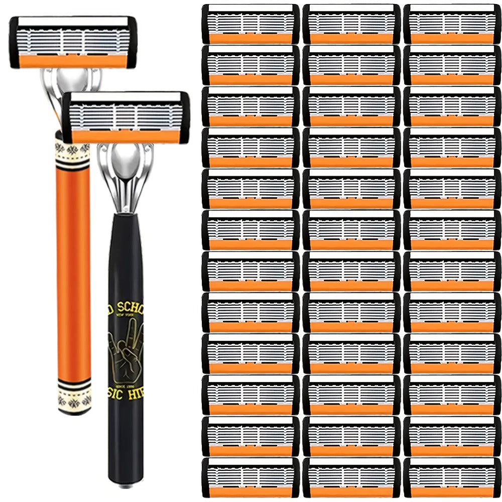 Double Edge Safety Razor Set for Men with 2 Handles & Stainless Steel Replacement Blades – Barber-Quality Close Shave Manual Shaving Kit