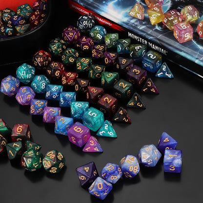 DnD Polyhedral Dice Set 84pcs – Starry Night Glitter Dice with Pouch & Tray for D&D RPG MTG Tabletop Games, Complete 12-Color Collection