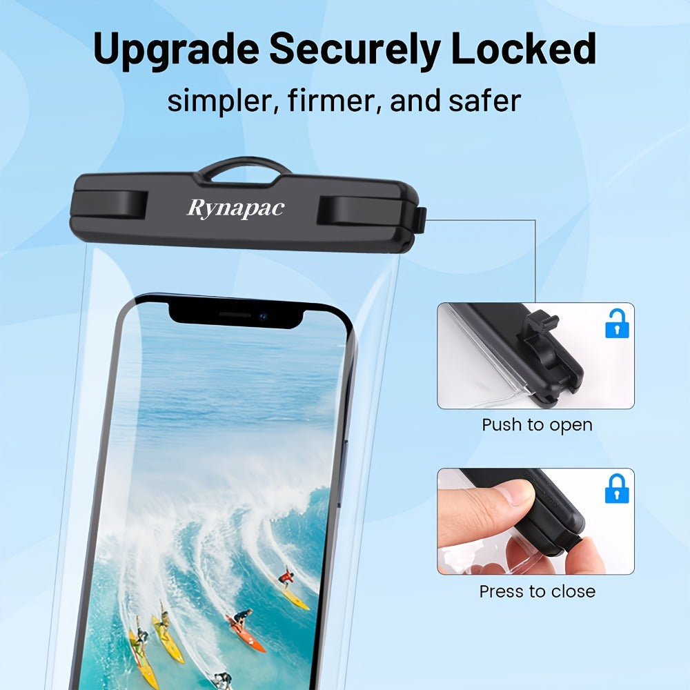 Glossy Phone Pouch 2 Pack for iPhone 16 15 14 Pro Max Samsung S24 S23, Swim Beach Boating Underwater Dry Case Bag with Secure Seal