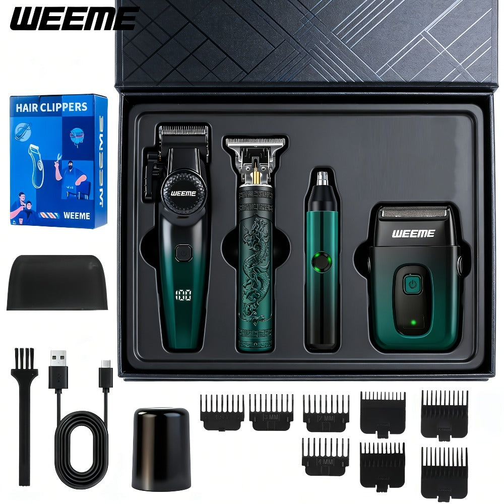 Men's Electric Grooming Kit 4-in-1 – Hair Clipper, Beard Trimmer, Electric Shaver & Nose Hair Trimmer Set, Gradient Design