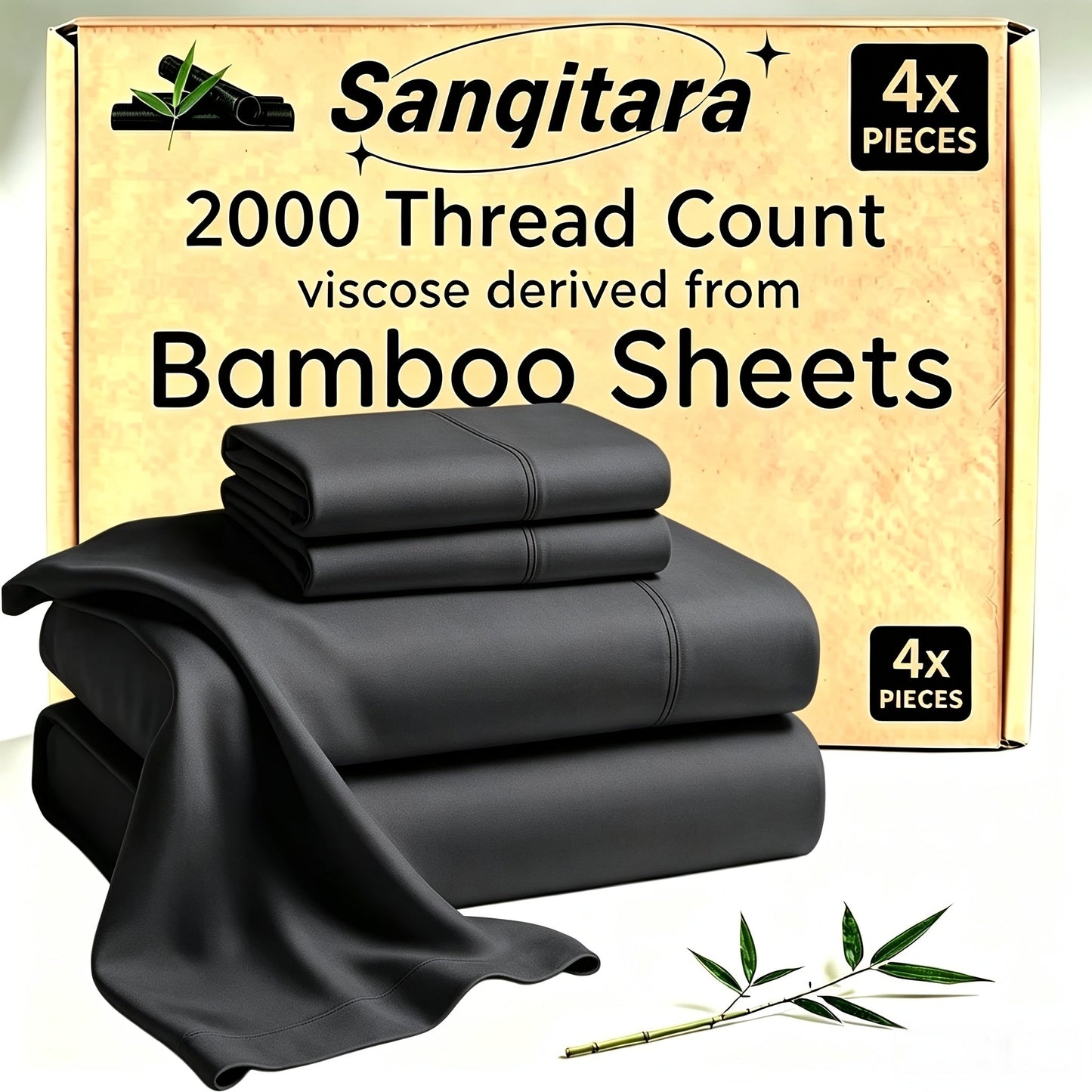 Cooling Fitted Sheet Bamboo Blend Ultra-Soft Deep Pocket Bed Sheet for Hot Sleepers Twin Full Queen King Size Machine Washable Breathable