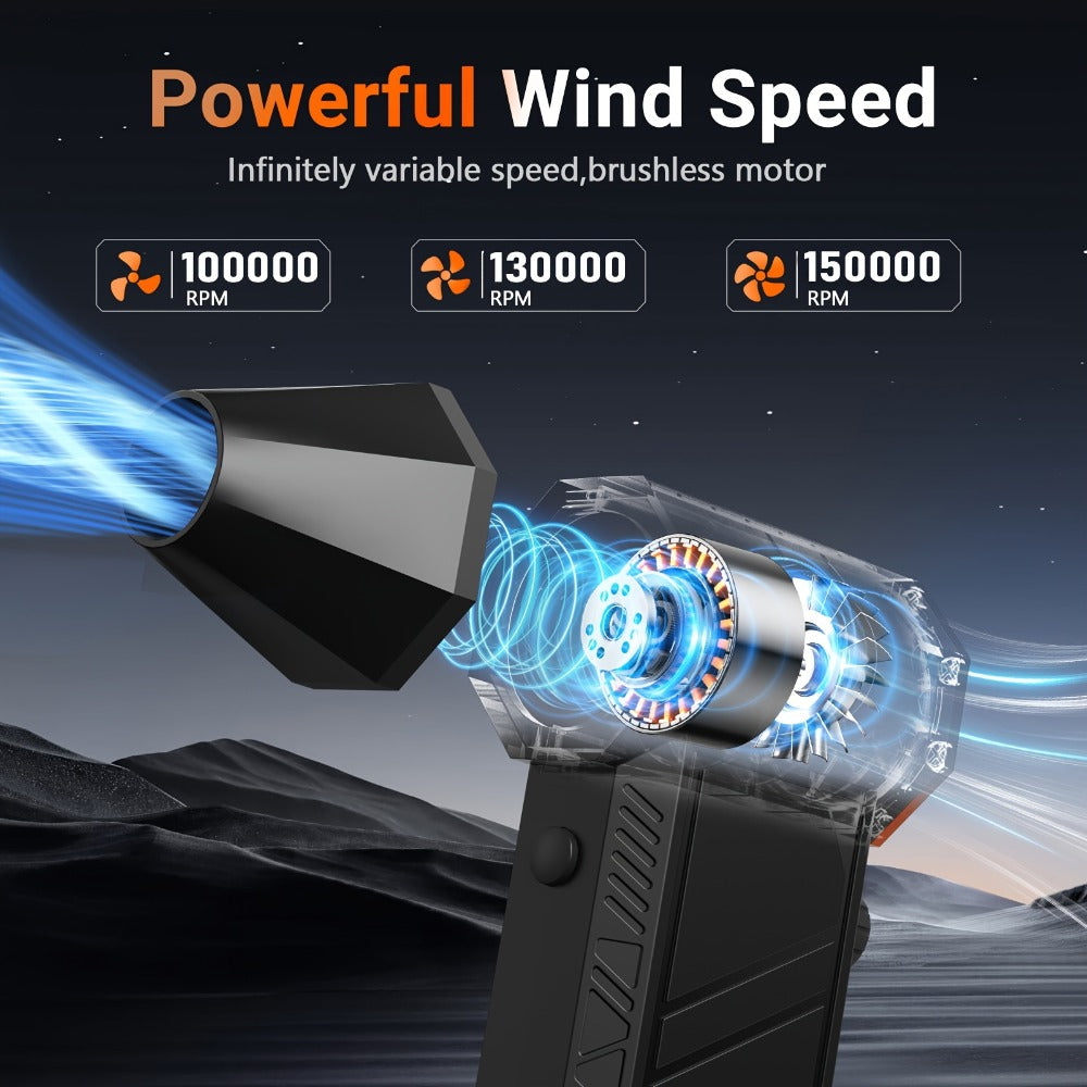 Electric Air Duster 150000RPM 200g Thrust Turbine Blower with Brushless Motor, 3-Speed 100K/130K/150K RPM