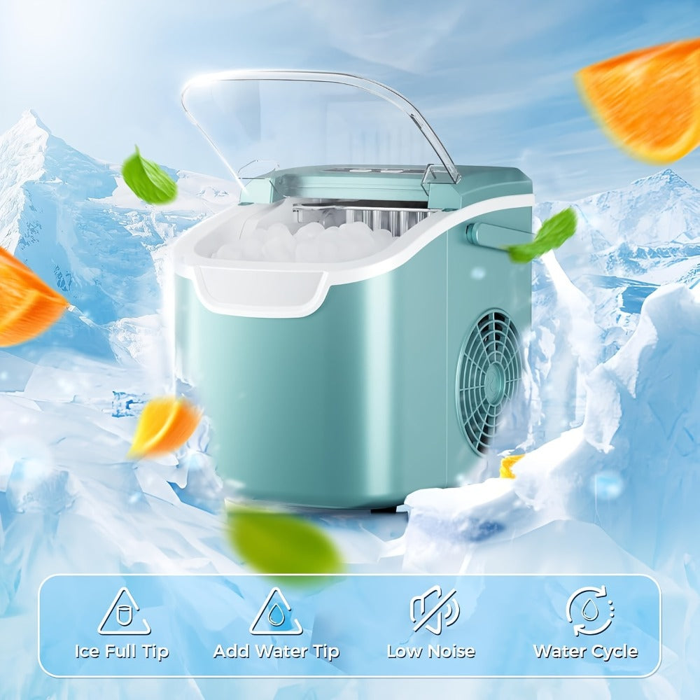 Countertop Ice Maker Per Day - 9 Ice Cubes Ready in 6 Minutes, Portable Ice Machine with Self-Cleaning