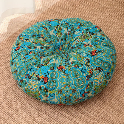 Floor Pillow Round Bohemian Thick Cushion Vintage Floral Pattern Boho Meditation Seat Pad for Entryways, Bedrooms and Living Spaces