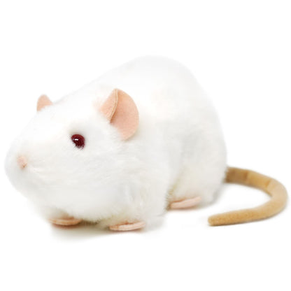 Plush Toy Wylie Realistic White Rat 7-Inch Stuffed Animal with Character Story for Character Display, Room Decor and Gift Presentation