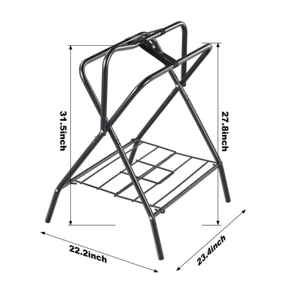 Folding Saddle Rack Freestanding Horse Saddle Stand – Holds 132 lbs, Carbon Steel, Quick-Release Setup, Portable & Space-Saving for Stable