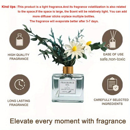 Reed Diffuser Set with Real Flowers - 4.05 oz 120ml Scented Home Fragrance Aromatherapy for Entryways, Bedrooms and Living Spaces