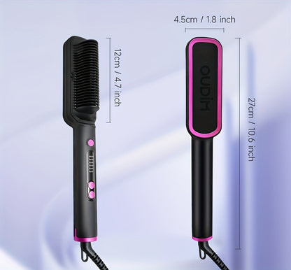 6-Setting Ionic Hair Straightener Brush with Fast Heat-Up & Anti-Scald Protection, for Home, Travel and Salon Hair Styling