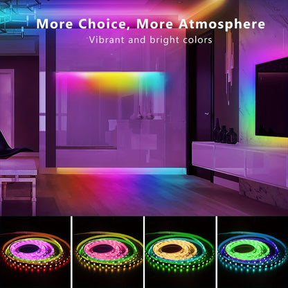 RGB LED Light Strip 50ft 100ft 130ft 16 Million Colors Music Sync, App & 24-Key Remote Control, Color Changing LED Strips for Bedroom