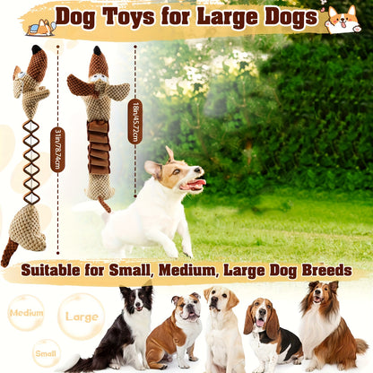 Squeaky Plush Dog Toy 15.7 Inch Stretchable to 19.7 Inch Crinkle Paper Filled Tug Chew Fetch Toy for Large Medium Small Dogs No Battery