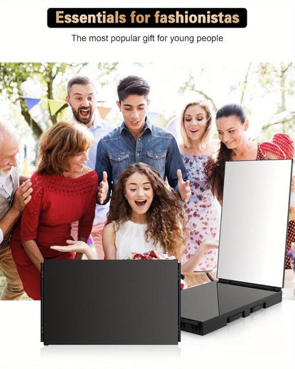 3 Way Mirror for Self Hair Cutting, 360° View Hair Cut Mirror to See Back of Head Height-Adjustable Hook Door Wall Table Mount Anti-Fog HD