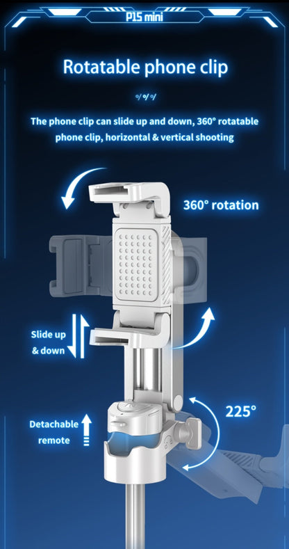 One-Click Release Selfie Stick Tripod 16 Inch Extendable with Wireless Bluetooth Remote & 360° Rotating Bracket