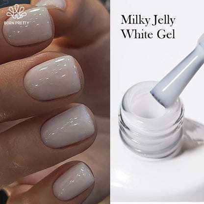 Gel Nail Polish in 10ml Translucent Jelly with 6 Milky, Snow-Glitter and Nude Shade Options
