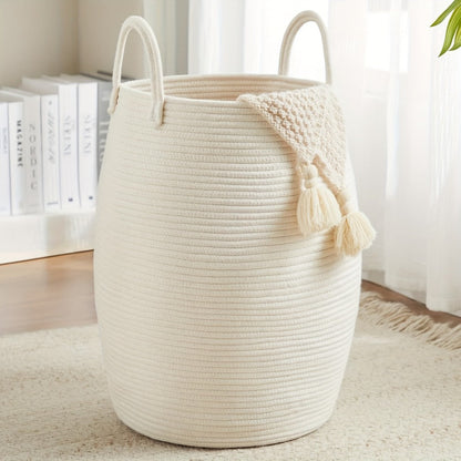 Laundry Hamper Basket Large Bohemian Foldable Clothes Hamper with Extended Handle – Fabric Oval Storage Bin for Bedroom Dorm Hotel