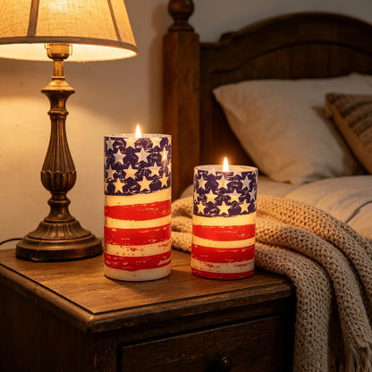 Flameless LED Candles with Remote Control, Flickering Flame Effect, Independence Day Patriotic Home Decor