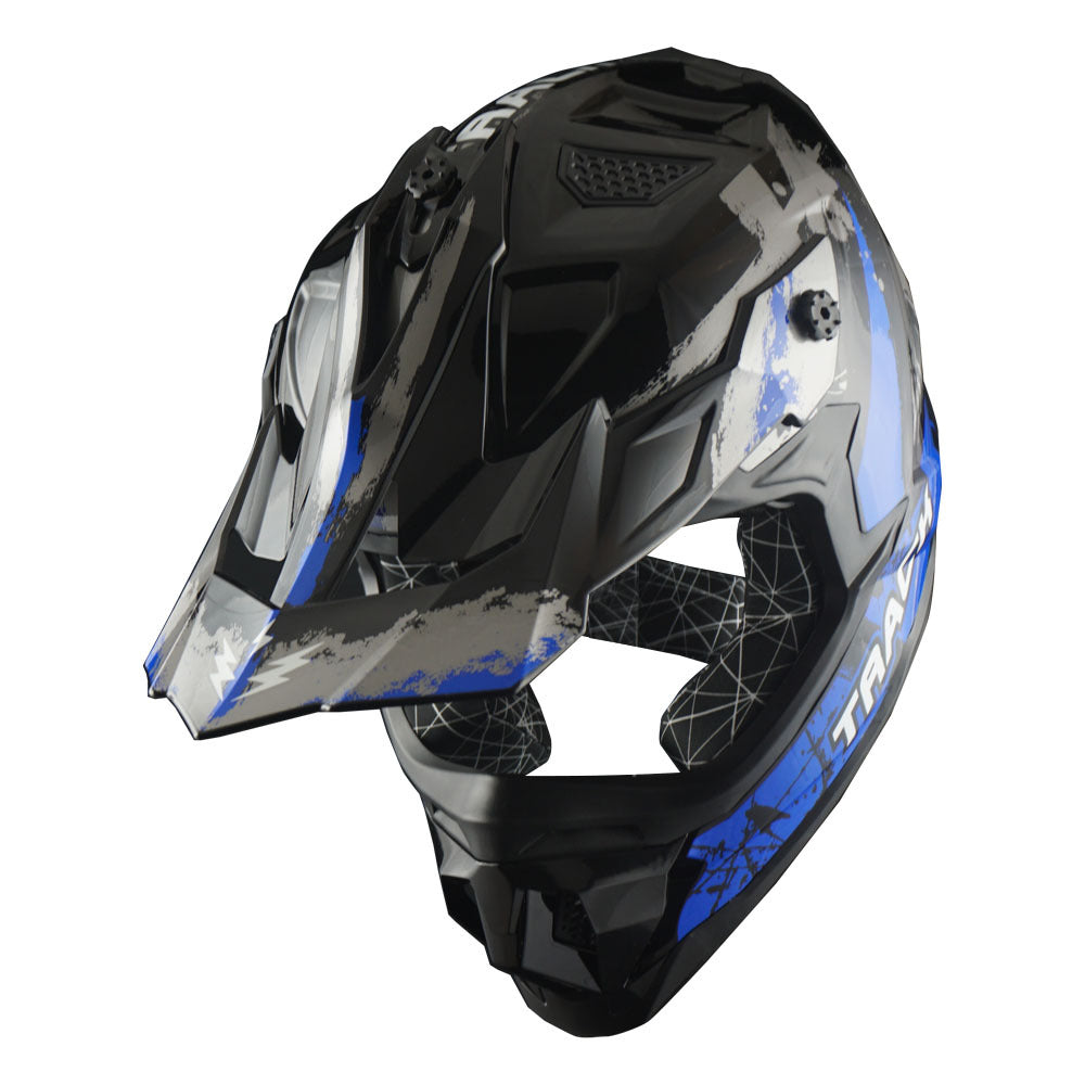 Motorcycle Helmet 1STORM Dirt-Bike Full-Face Shell with Peak Visor, XS-XXL Sizes, Padded Liner and Graphic Styles