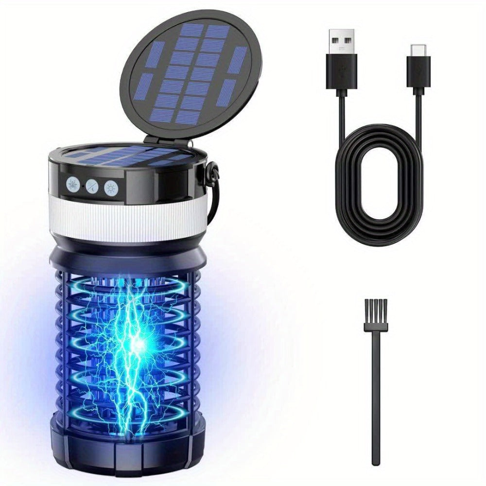 Solar and USB-C Insect Zapper Lantern with 4000mAh Label, Remote Control and Adjustable Panel