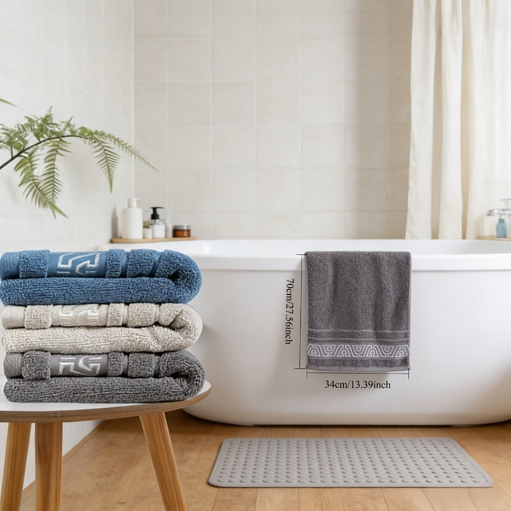 Bath Towels Set of 3 400GSM Microfiber Towels with Coastal Pattern for Bathroom and Spa for Home and Guest Use