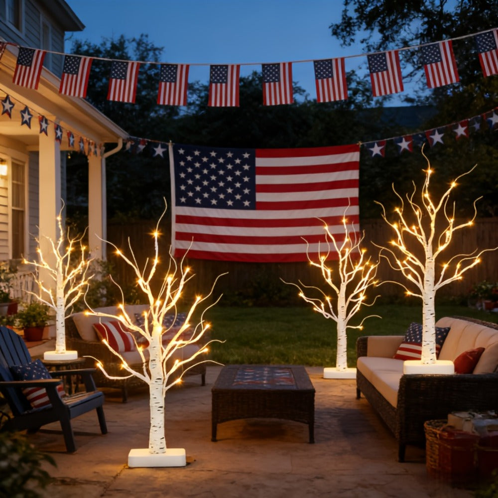 LED Illuminated Birch Tree Decoration, Battery-Powered White Glowing Birch Trees for Wedding, Home