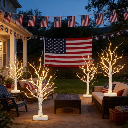 LED Illuminated Birch Tree Decoration, Battery-Powered White Glowing Birch Trees for Wedding, Home