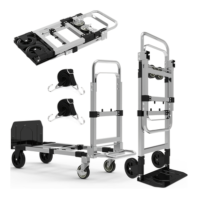Hand Truck 3-in-1 Aluminum Convertible Dolly, 800-Industrial Utility Trolley with Folding Design for Moving