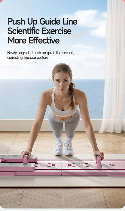Portable Pilates Reformer Board 9-in-1 – Foldable Ab Wheel & Push-Up Workout Machine for Full Body Core Training
