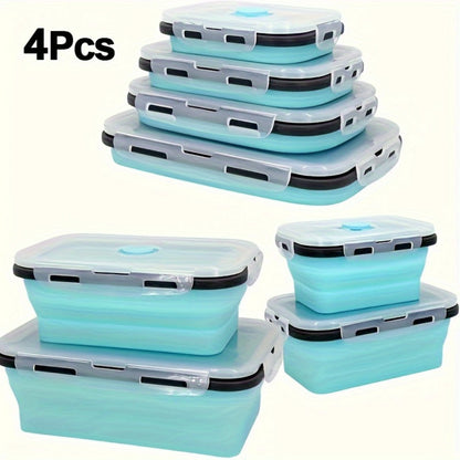 Storage Containers with Lids, Set, PEKARR 4-Piece Collapsible Rectangular Boxes with Latching Lids in Three Edge Colors