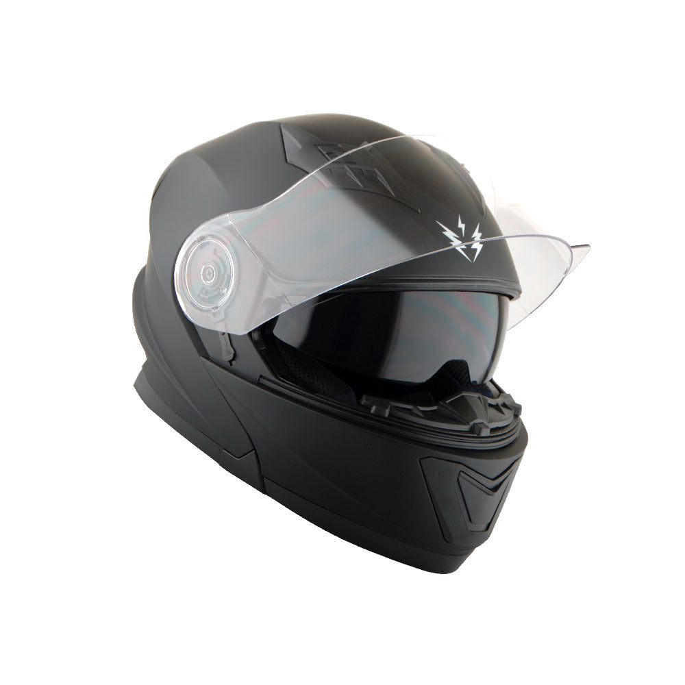 Motorcycle Helmet Modular Flip-Up Design with Dual Visors, Optional Three-Mode LED Tail Light and S-XL Sizes