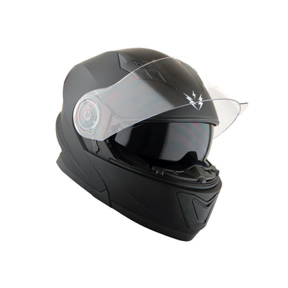 Motorcycle Helmet Modular Flip-Up Design with Dual Visors, Optional Three-Mode LED Tail Light and S-XL Sizes