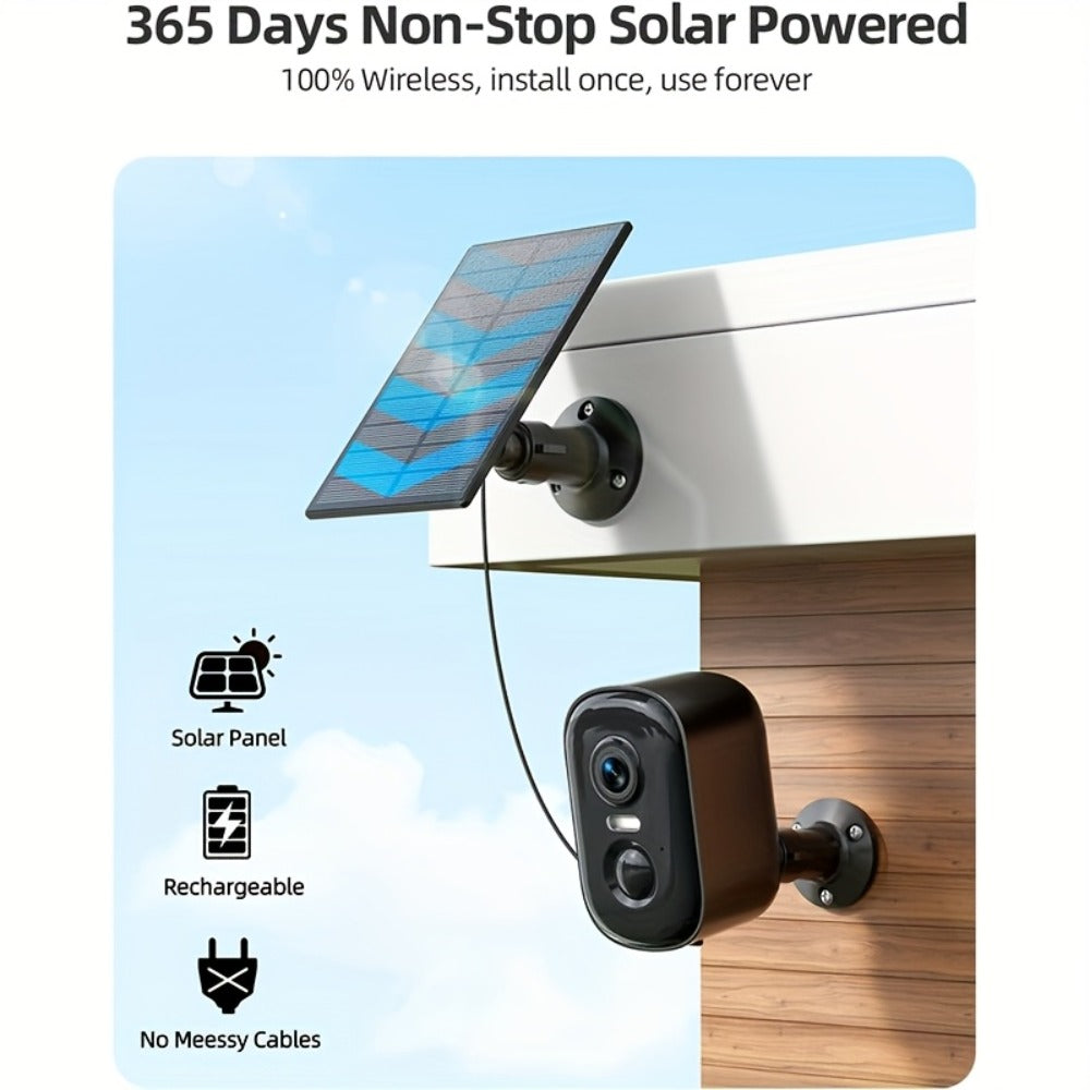 Black Dual-Band Solar WiFi Security Camera with Separate Panel and One- to Four-Camera Pack Options