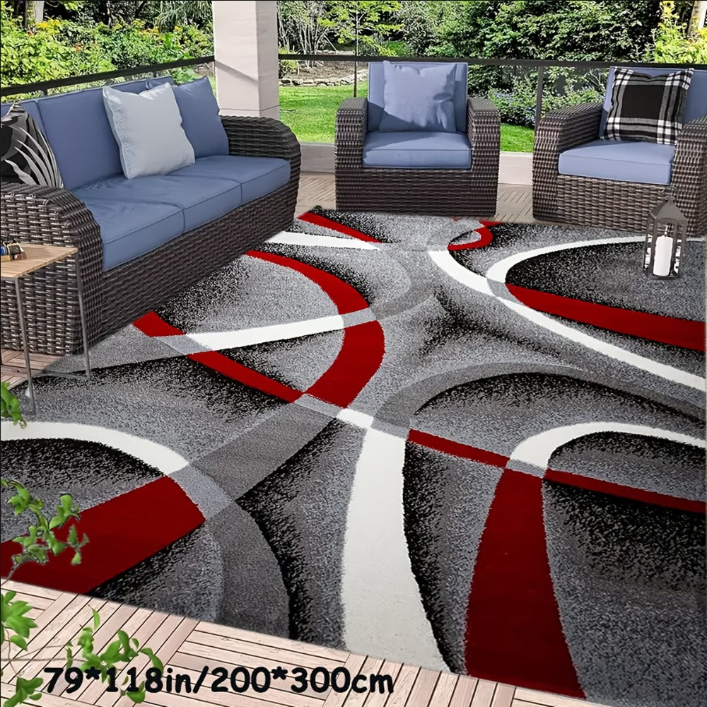 Area Rug Abstract Flag-Inspired Geometric Print in Four Machine-Washable Room Size Options