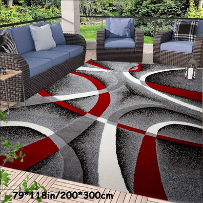 Area Rug Abstract Flag-Inspired Geometric Print in Four Machine-Washable Room Size Options