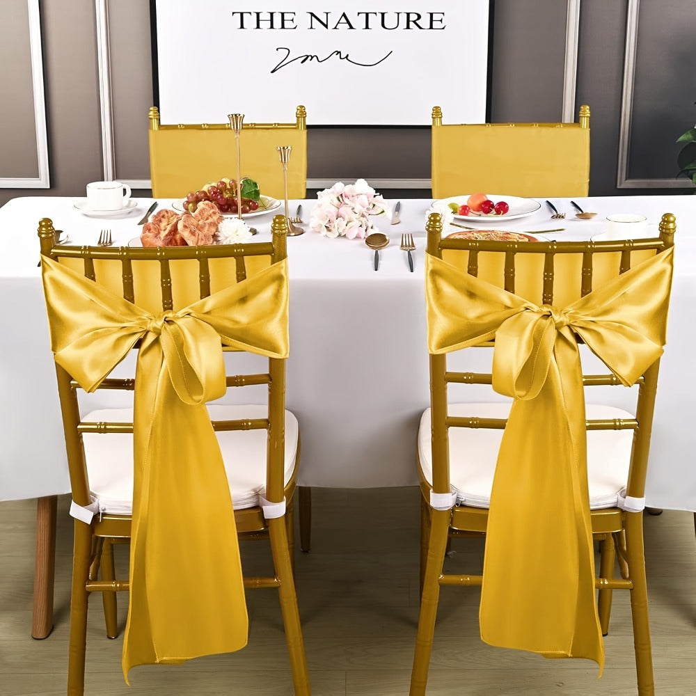 100pcs Satin Chair Sashes Bows for Wedding Banquet Party Event Decoration, 13 Colors, 18×275cm