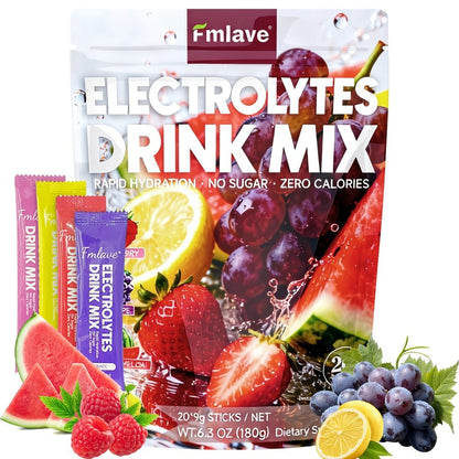 Electrolyte Drink Mix Powder - Zero Sugar, Zero Calorie Rapid Hydration with Vitamins C for Bath Time, Home Spa and Personal Care