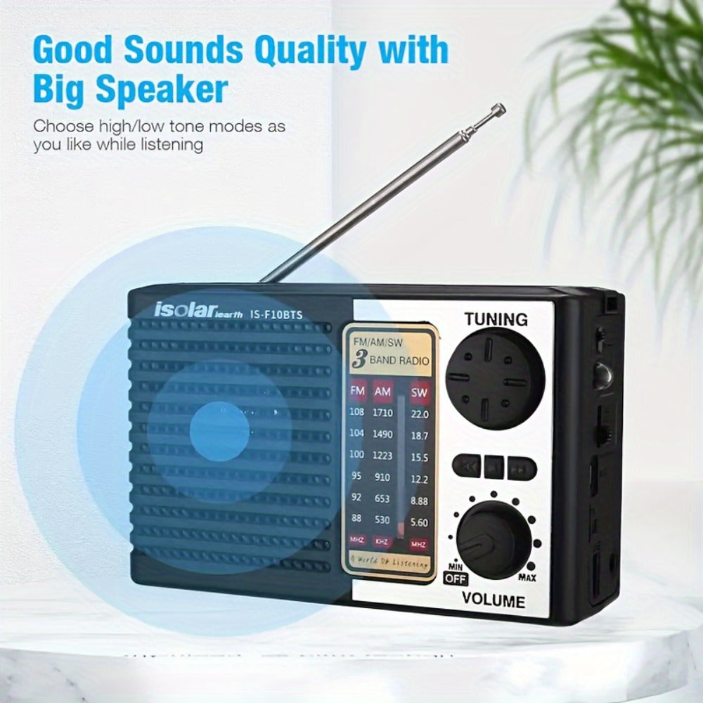 Rechargeable Solar Radio Speaker FM AM Portable Outdoor Radio with MP3 Player Flashlight Adjustable for a Home Lash Beauty Routine