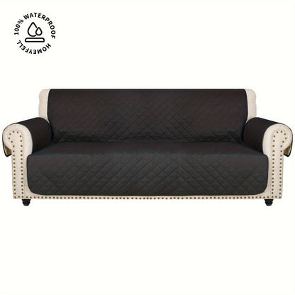 Sofa Cover Quilted Microfiber Three-Seat Panel Set with Two Foam Tubes, Straps and Side Pocket