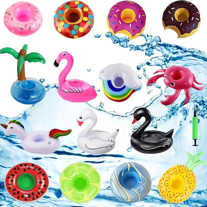 Floating Pool Drink Holders 15 Pack, Flamingo Inflatable Cup Coasters for Beer Cans, Water Bottles & Beverages