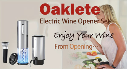 Electric Wine Opener Set, Rechargeable Corkscrew with Wine Aerator Dispenser, Vacuum Stopper & Foil Cutter for Any Occasion Gift