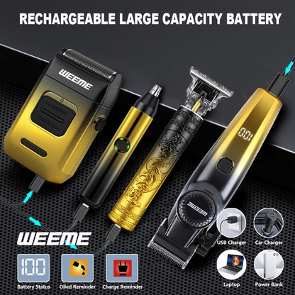 4-Piece Grooming Kit for Men USB Rechargeable Electric Shaver Beard Trimmer Nose Hair, for Everyday Face, Beard and Body Grooming