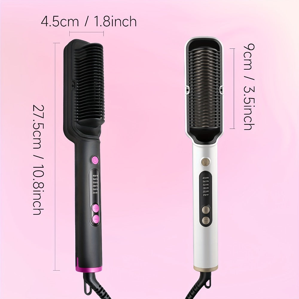OD-6801 Black or OD-6806 Rose-Gold Heated Straightening Brush with Display, Glove and Three-Button Controls