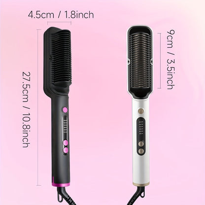 OD-6801 Black or OD-6806 Rose-Gold Heated Straightening Brush with Display, Glove and Three-Button Controls